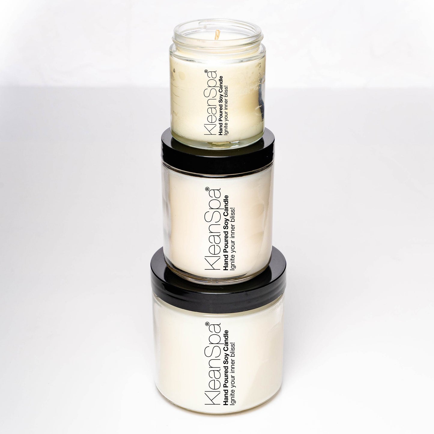 3 stacked manly soy candles