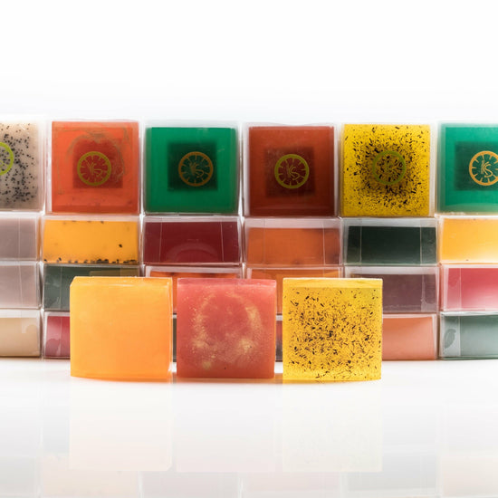 custom-scented soap bar and other bars of glycerin soap