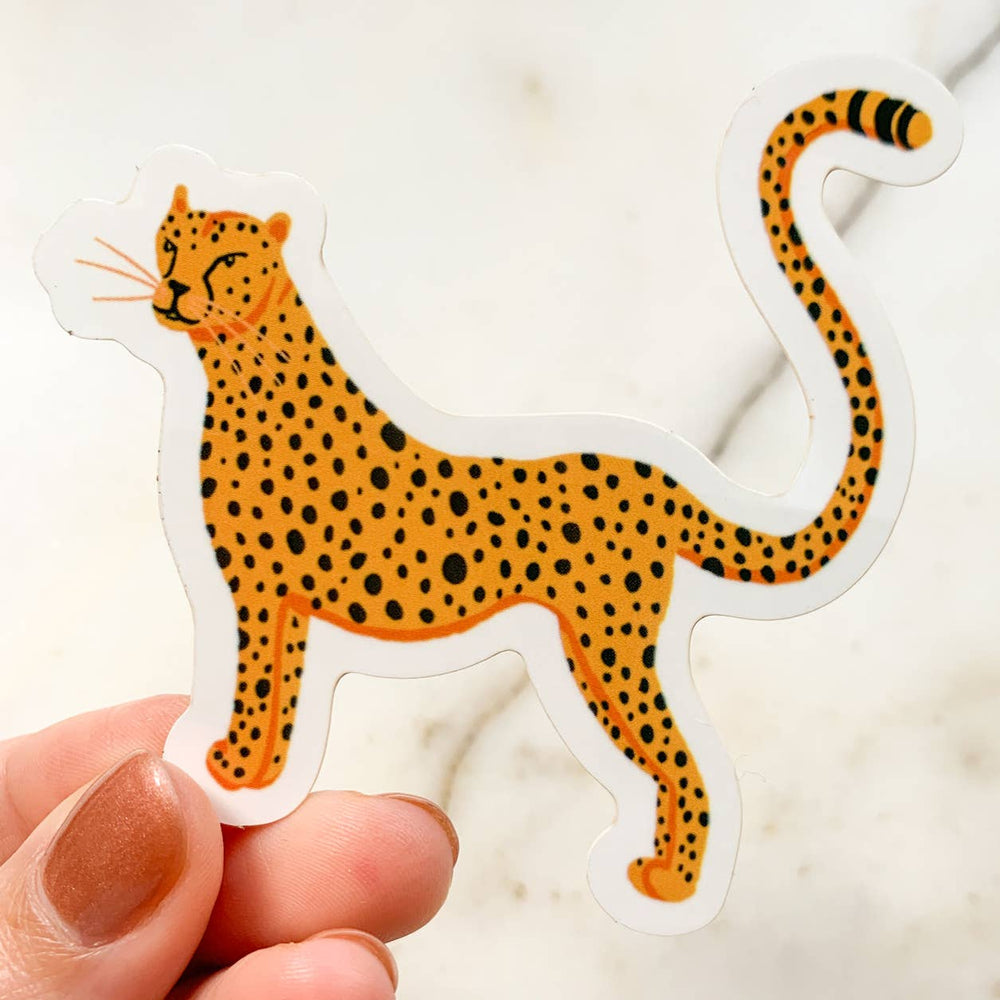 Cheetah Illustrated Cat Sticker