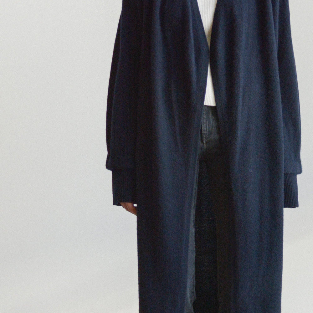 Essential Long Cardigan in Navy