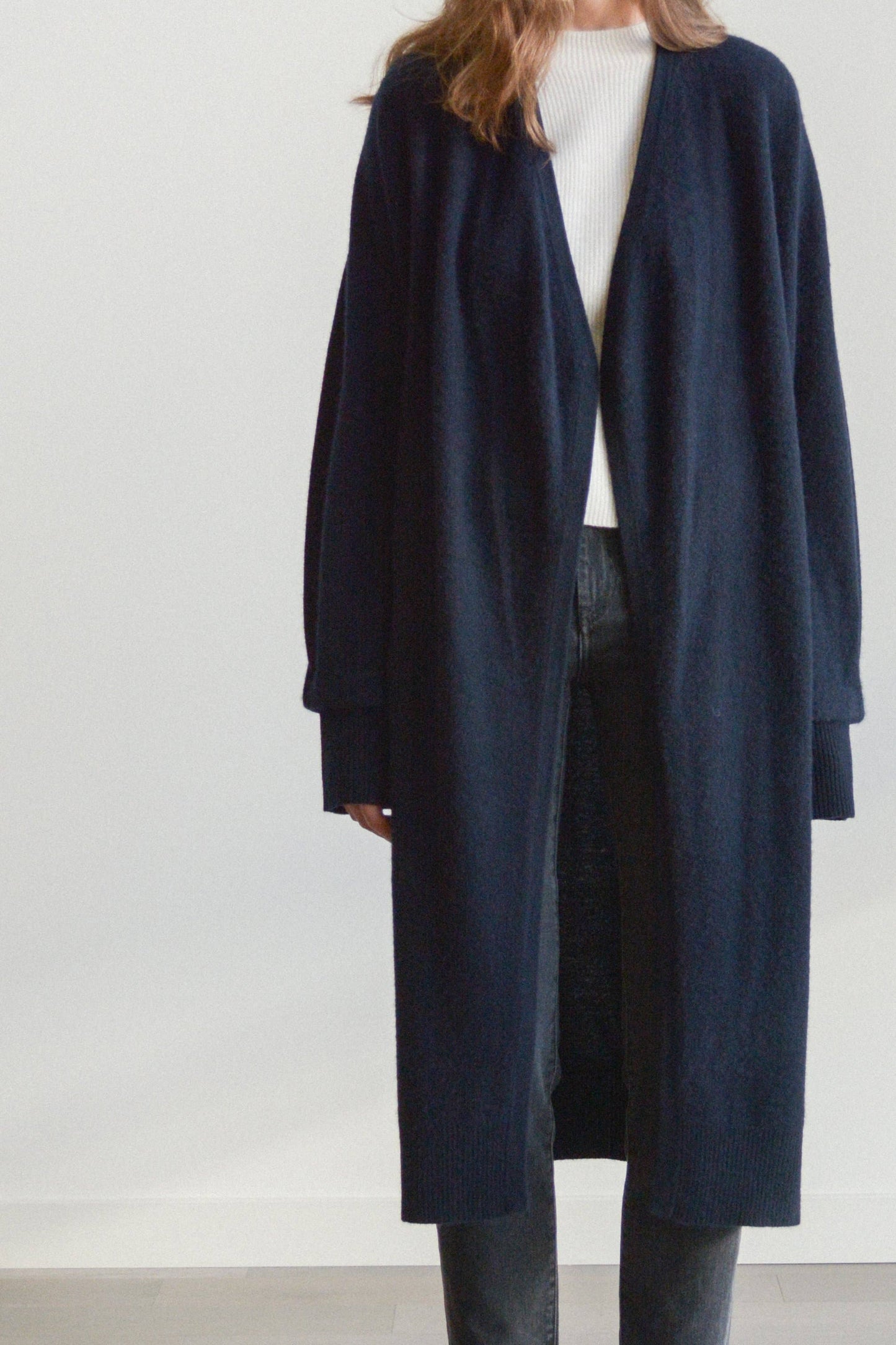 Essential Long Cardigan in Navy