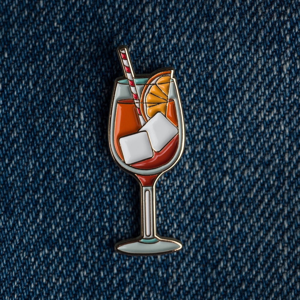 Tiny Enamel Aperol Spritz Cocktail Lapel Pin