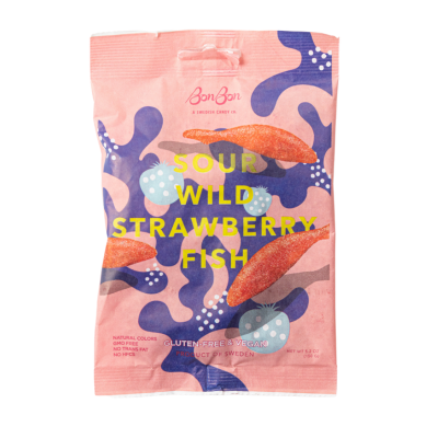 Sour Wild Strawberry Fish - Swedish Candy 5.2oz (150g)