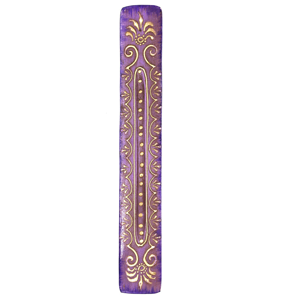 Wooden Incense Stick Ash Catcher Incense Burner  (11 in.) - Purple