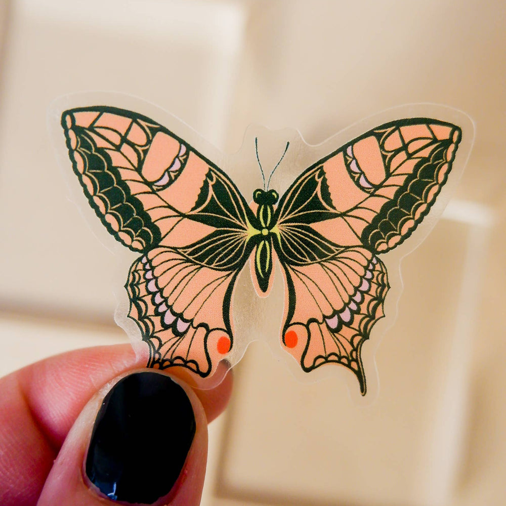 Orange Butterfly Transparent Sticker