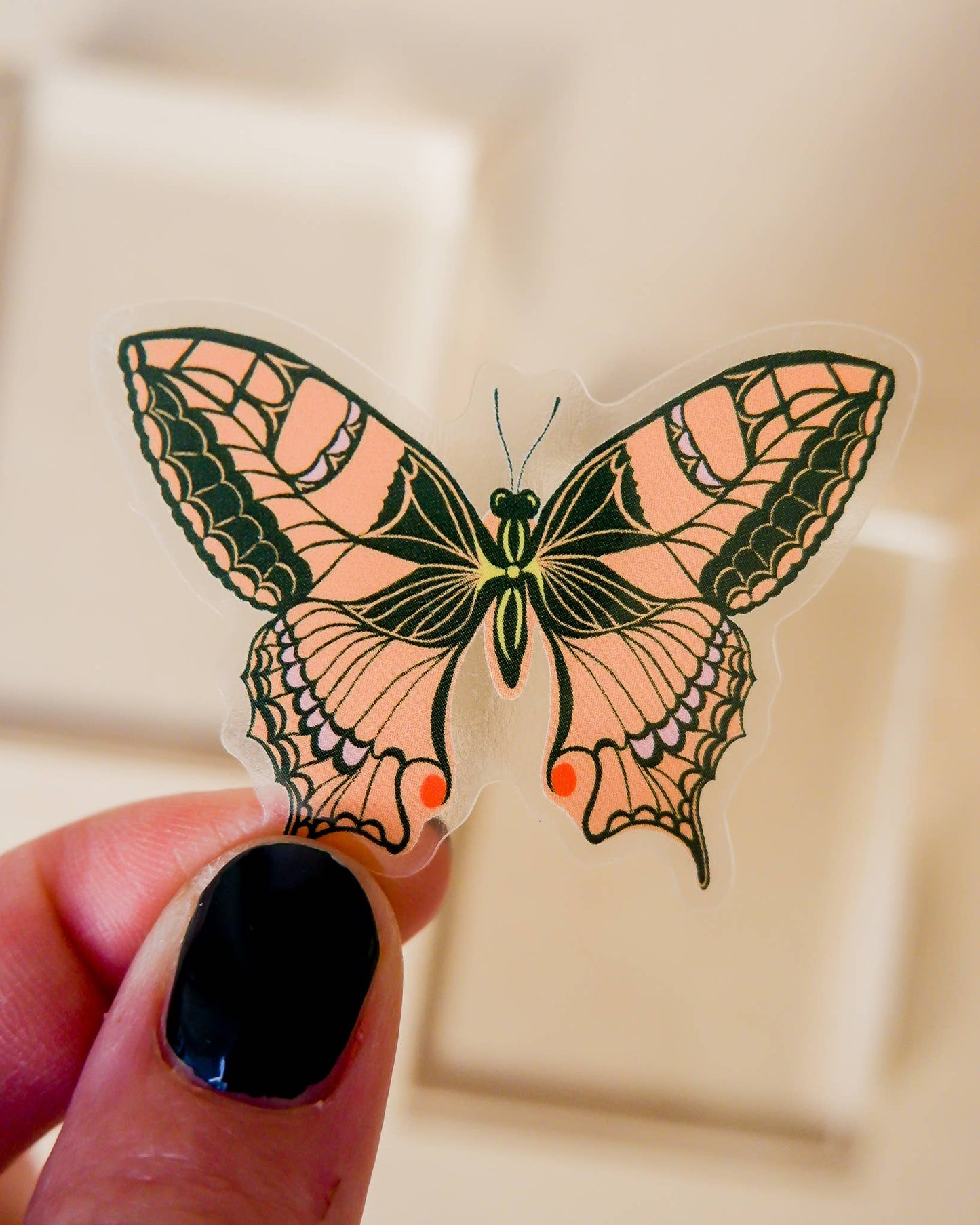 Orange Butterfly Transparent Sticker