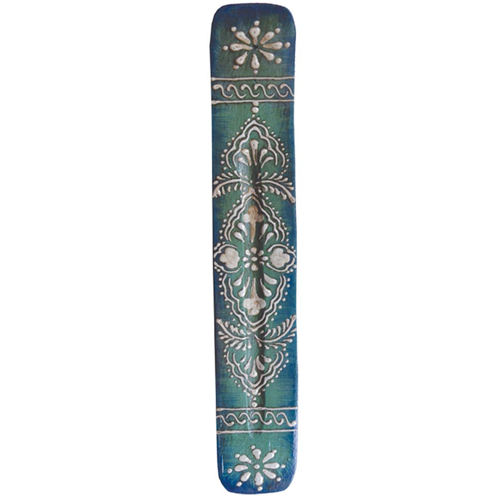 Wooden Incense Stick Ash Catcher Incense Burner  (11 in.) - Teal