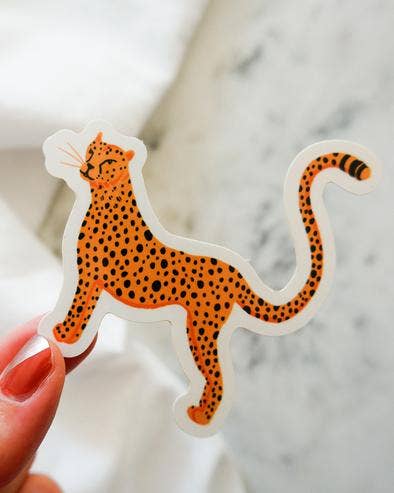 Cheetah Illustrated Cat Sticker