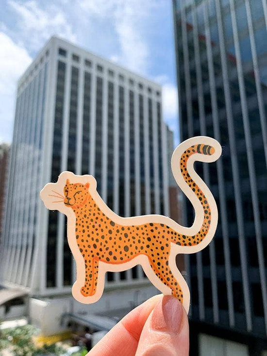 Cheetah Illustrated Cat Sticker