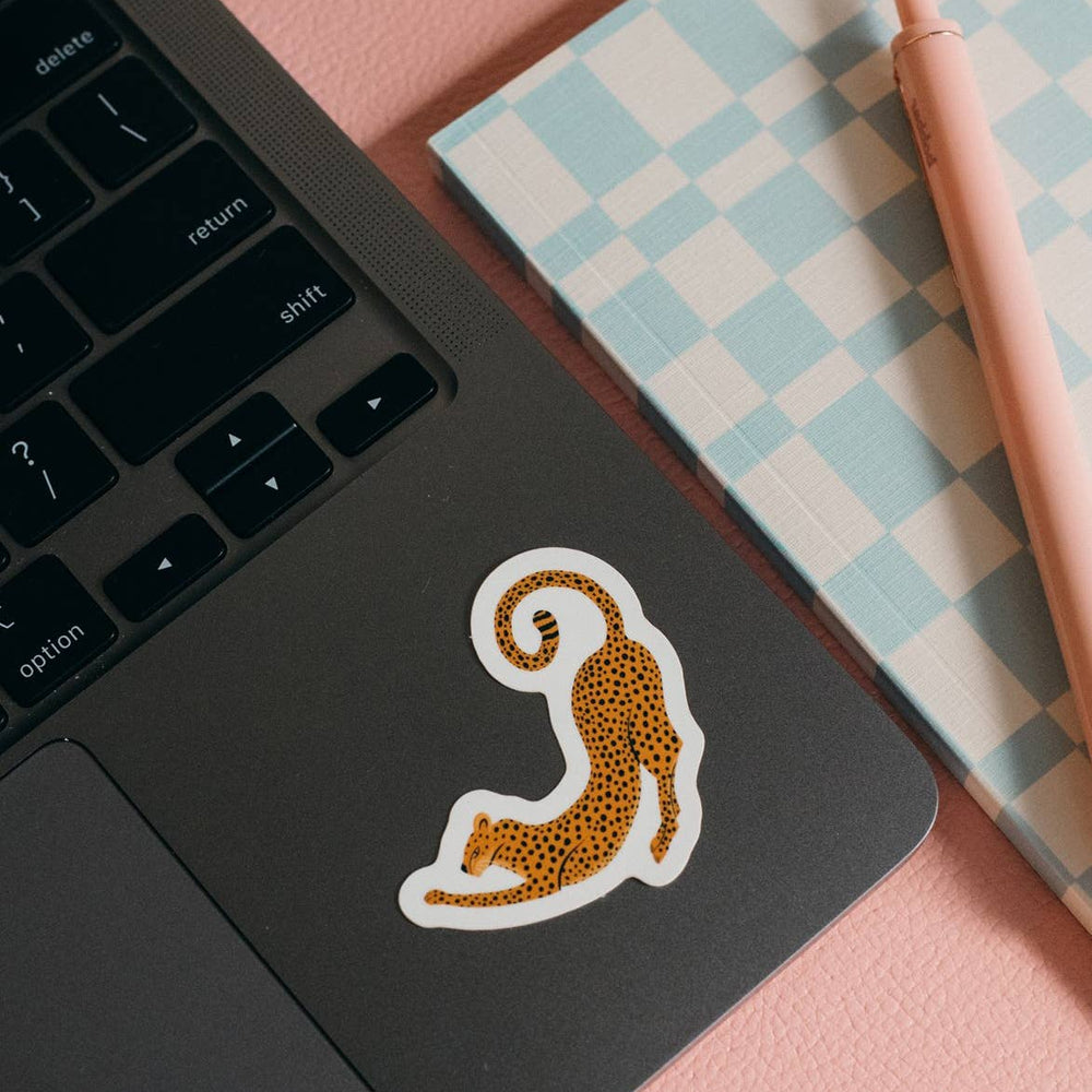 Stretching Cheetah Sticker