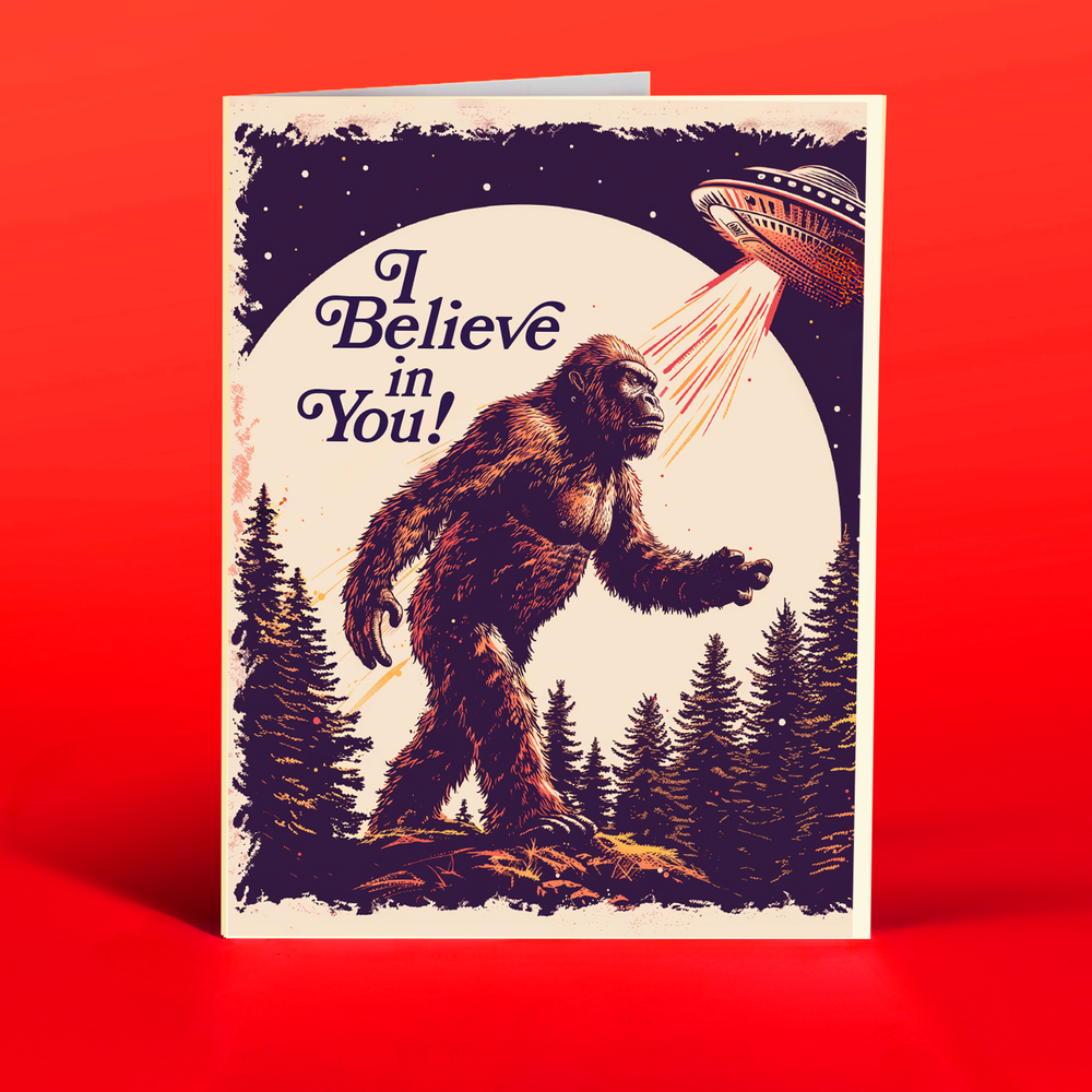 YETI BELIEVES! funny greeting. card