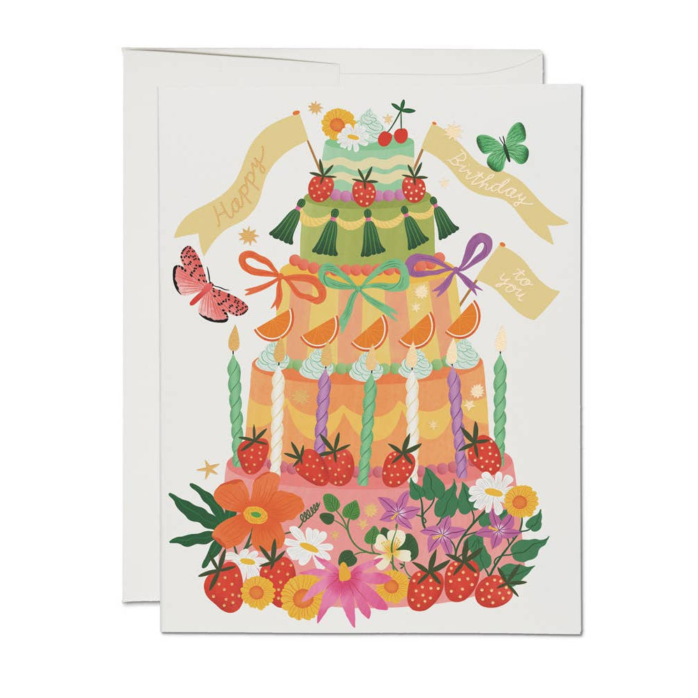 Whimsical Cake birthday greeting card